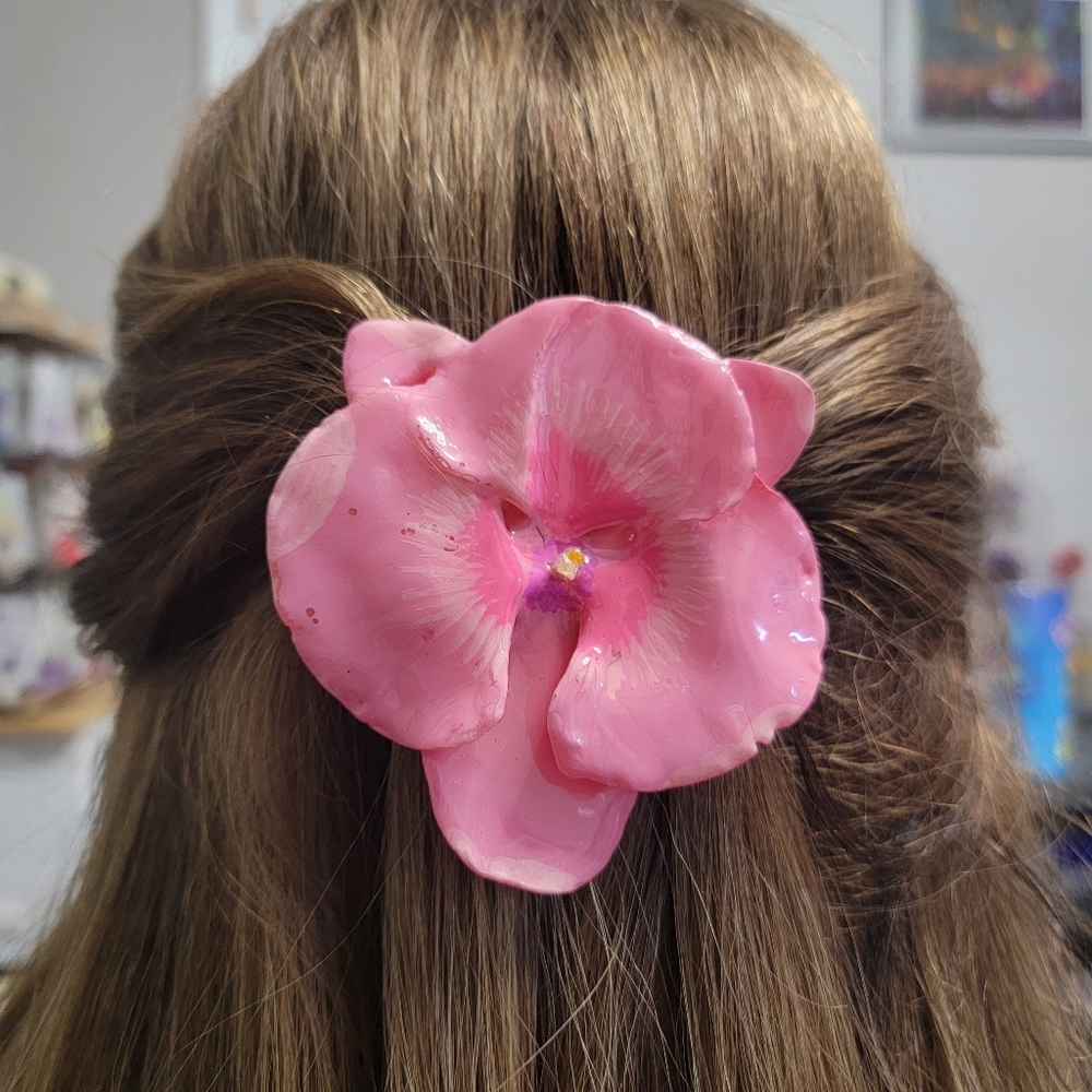 #382 HAND CRAFTED Hairclip Handcrafted Handmade Orchid  Dried Pink